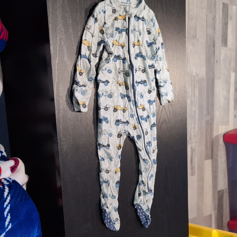 Posh Peanut Blue and Yellow Car Print Footie